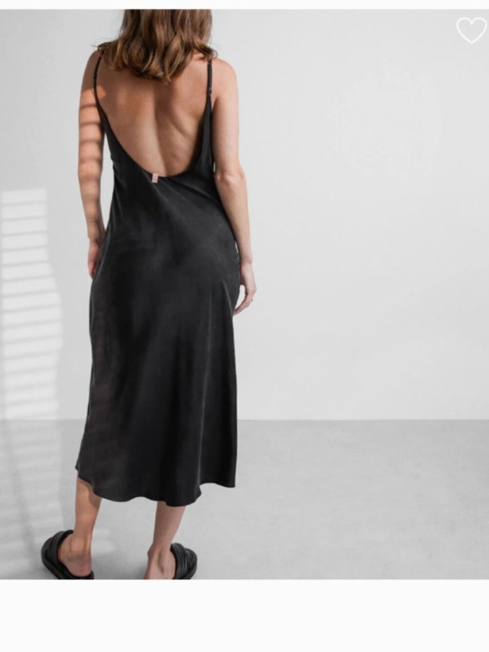 LUNYA washable silk bias slip midi dress in immersed black Size Xs